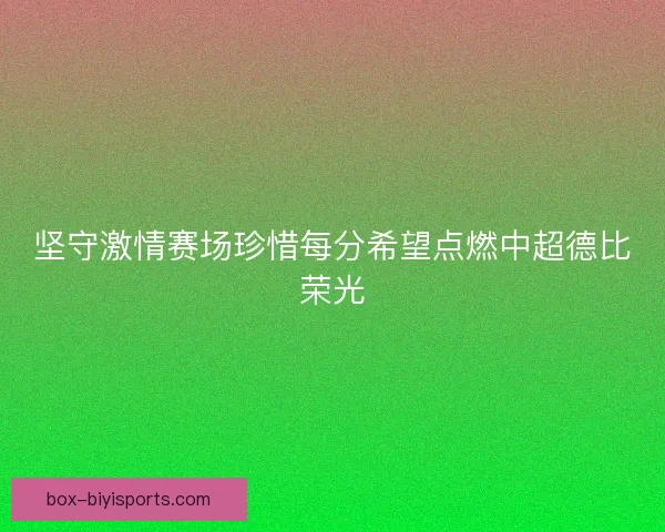 坚守激情赛场珍惜每分希望点燃中超德比荣光